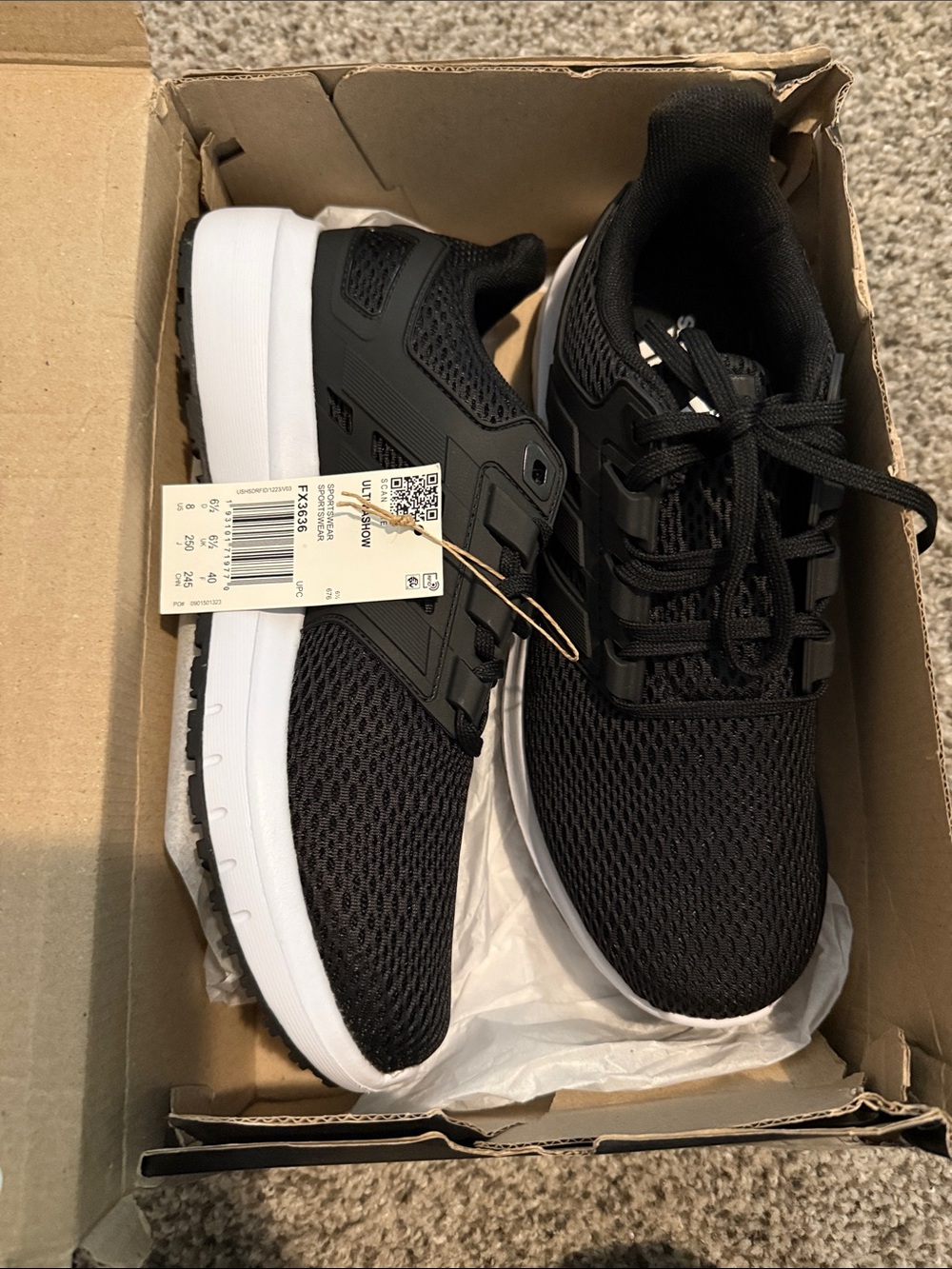 Adidas Women’s Black Mesh Athletic Sneakers with White Midsole